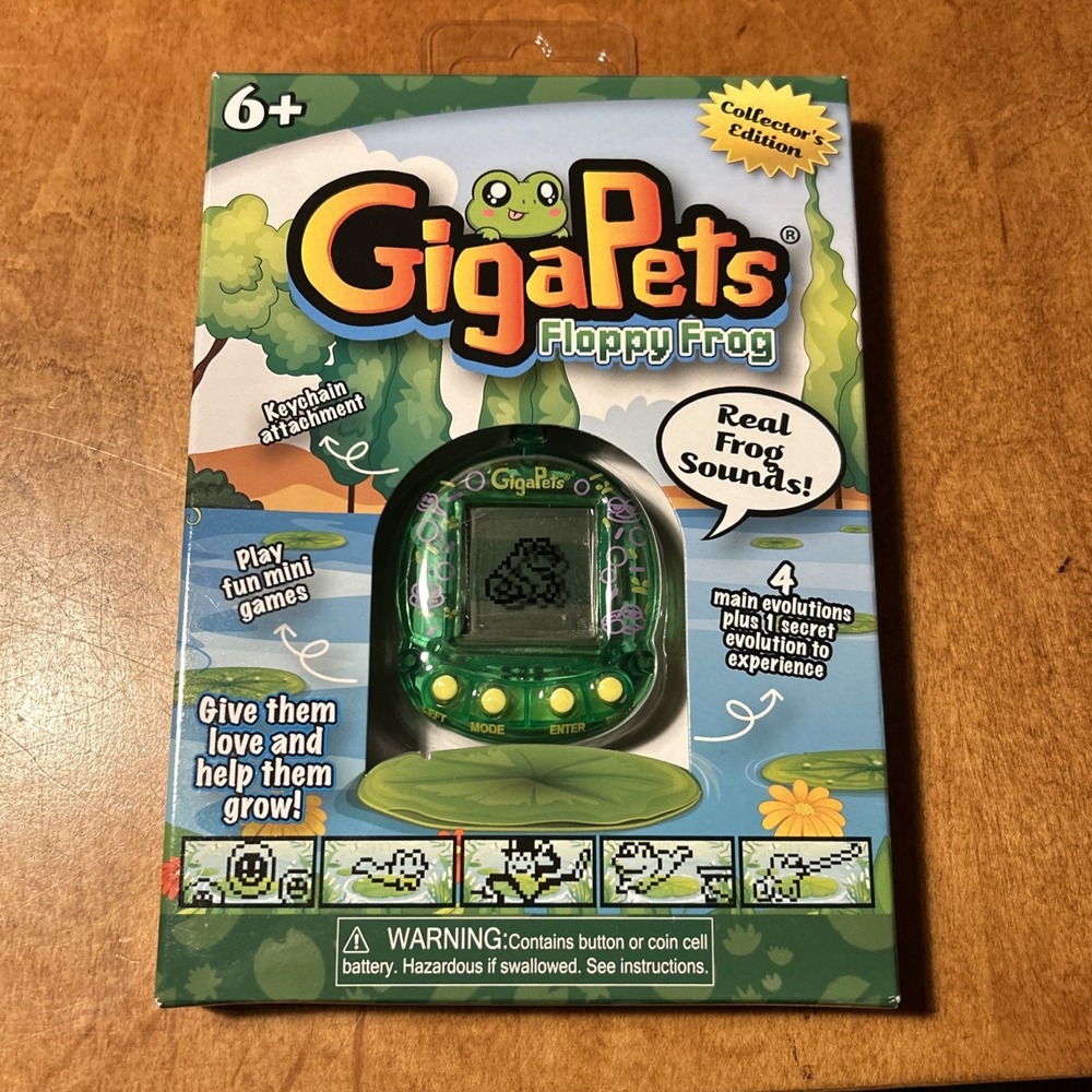 Giga Pet Virtual Pet for Kids Ages 5 and Up, 90s Throwback, Floppy Frog E4